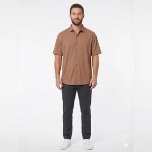 PAVINI by Rocco Ravalli Men's Short Sleeve Button Up Shirt 3XL Brown